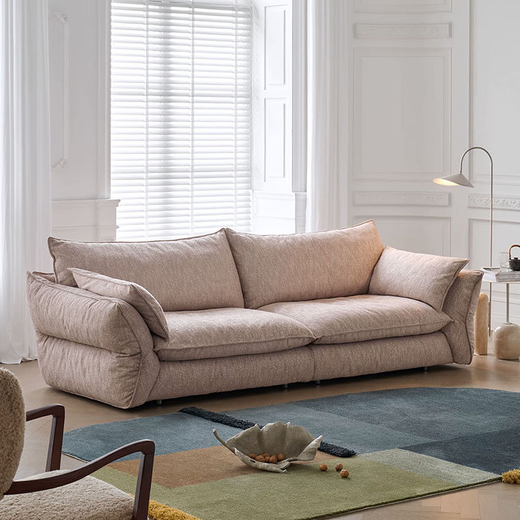 Creamy Style Pink Straight-layout Sofa
