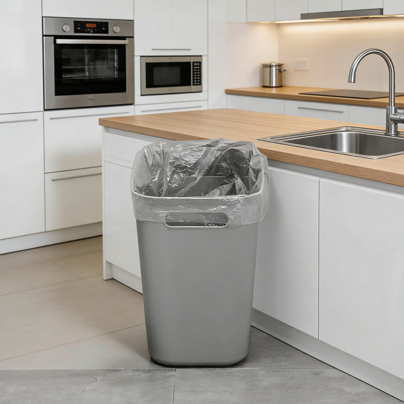 3.5 Gallon Small Trash Can Wastebasket, 3-Pack Rectangular Garbage Bin For Bathroom, Kitchen, Office, Laundry Room, Dorm - Space-Saving Design, Durable Plastic