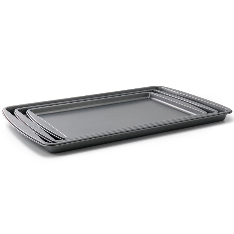 Ensemble de 3 plaques à pâtisserie antiadhésives en acier au carbone gris Simply Essential