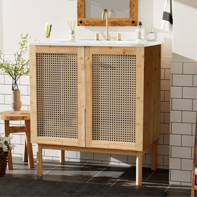 Modern Style 30" Bathroom Vanity - Natural Materials, Soft-Close Hinges Enhance Your Experience 30-Inch Craftsmanship, Efficient Storage Optimize