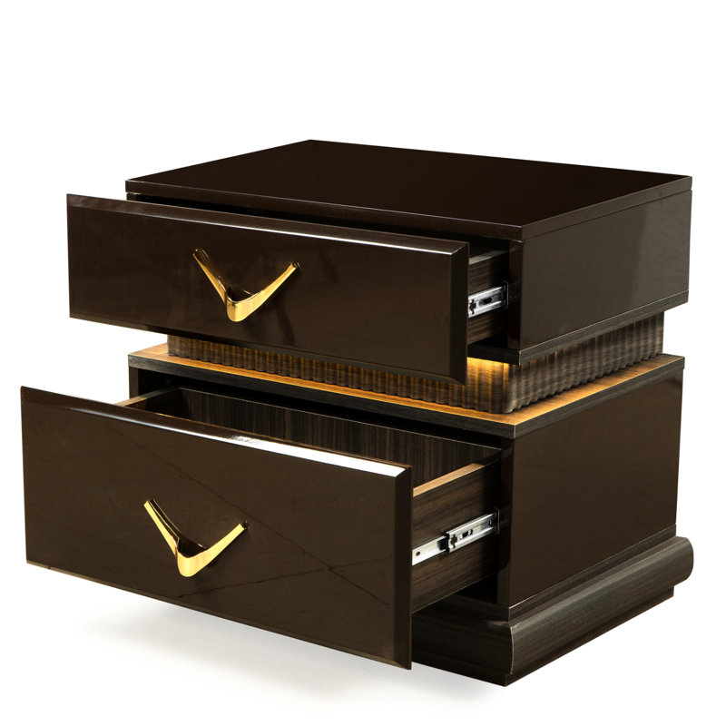 2 Table de chevet brune avec un design moderne et fonctionnel Chic