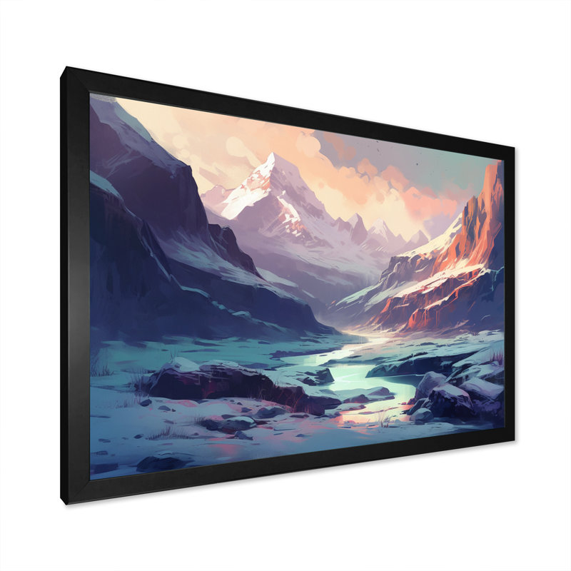 Frozen Mountain Range II - impression, Cadre simple noir, H 12 po x l 20 po x P 1 po