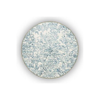 Blue Traditional Motif Floral Vintage Decorative Washable Rug