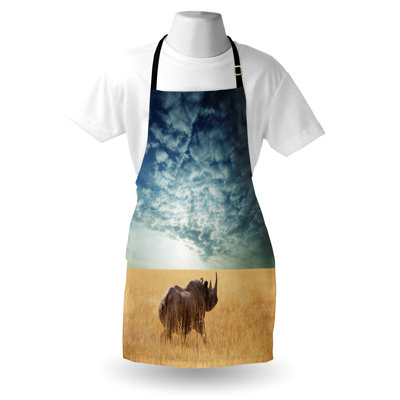 Bungalow Bungalow Rose Savannah tablier unisexe animal ciel nuageux adulte taille bleu gris et moutarde