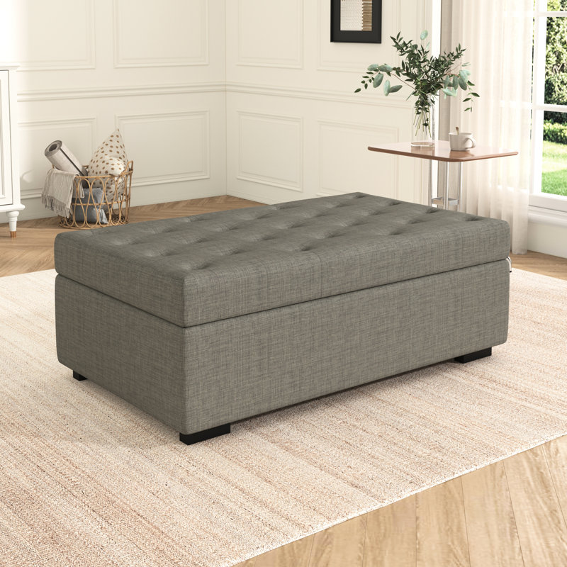 49,6 po convertible gris avec matelas à mémoire de forme, lit pliant à conversion facile, 49,6 po, lin, Gris