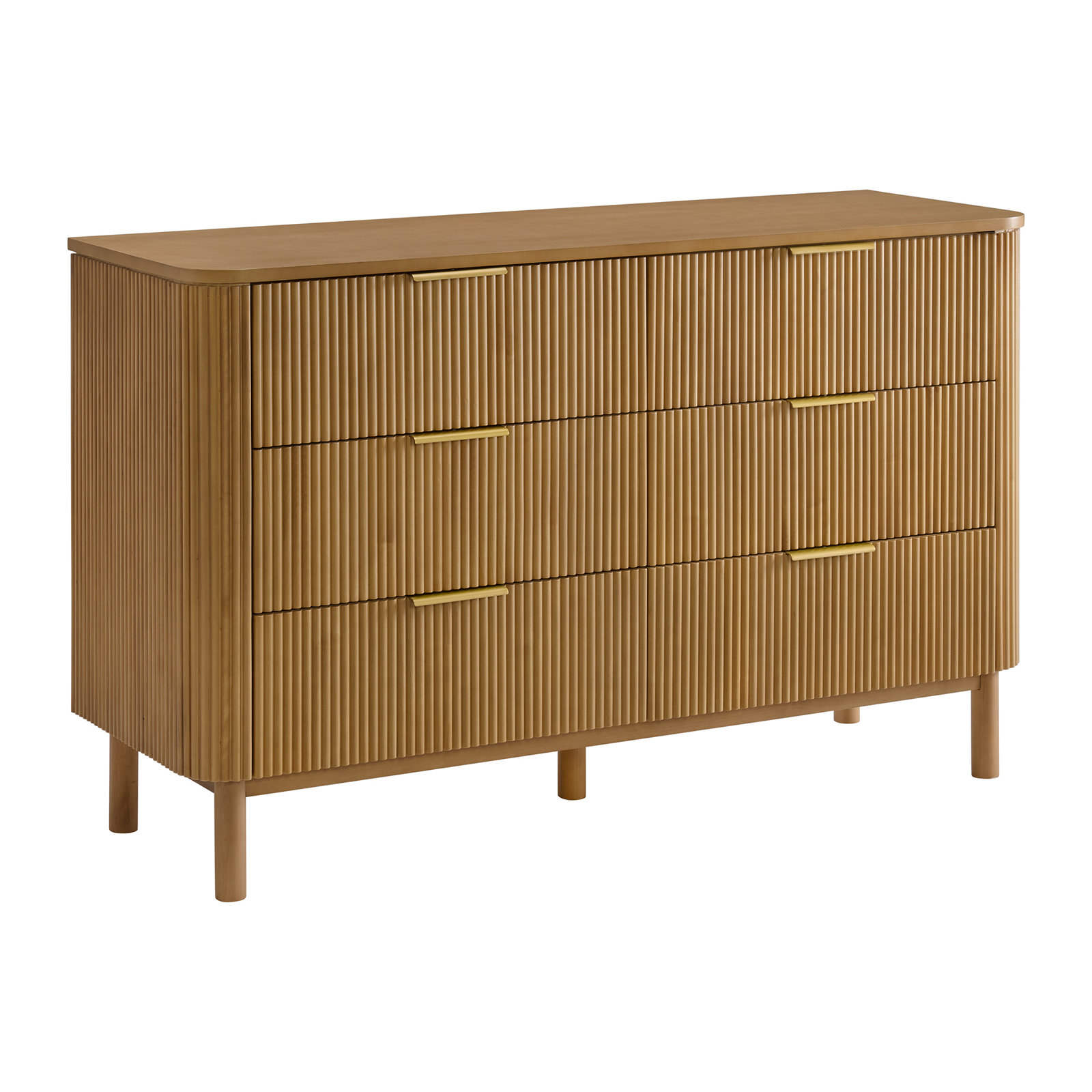 Nova 60" 6-Drawer Dresser with Reeded Front, Reeded Birch