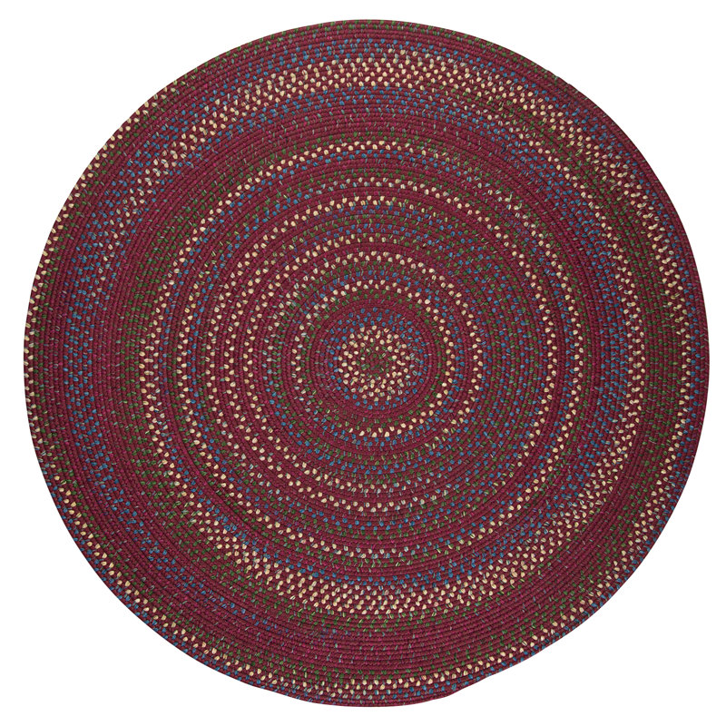 Tapis décoratif en Bourgogne/beige tressé à la main Dollman, Rond 4 pi