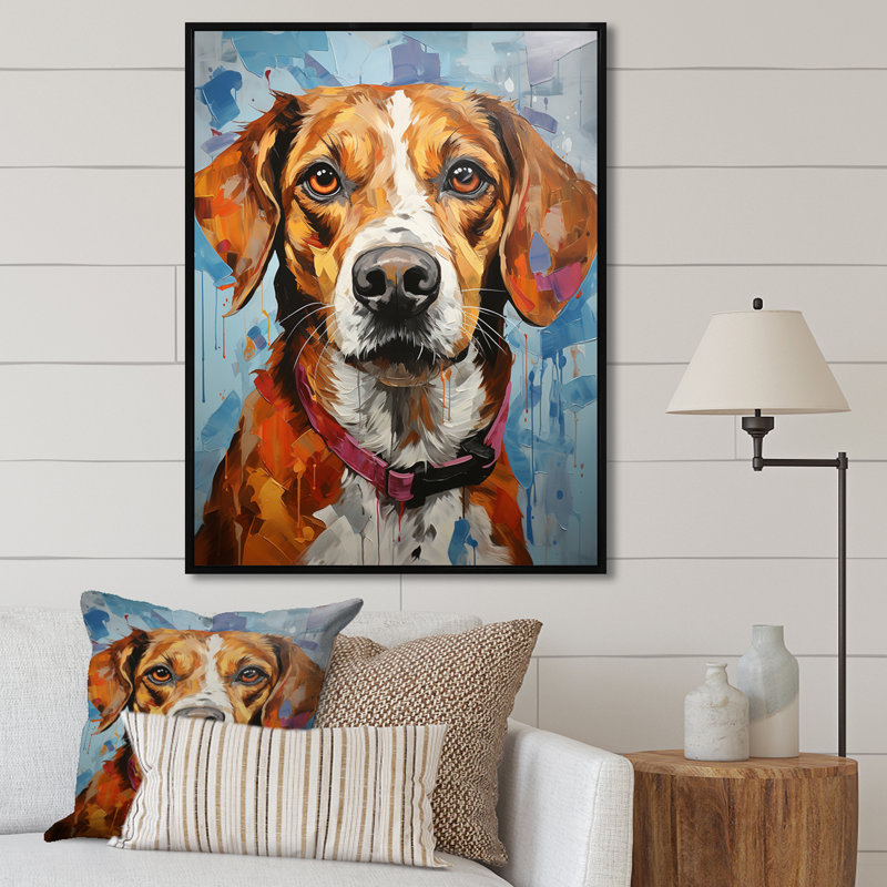 Beagle Bliss II sur impression sur toile, Cadre flottant noir, H 32 po x l 24 po x P 1 po