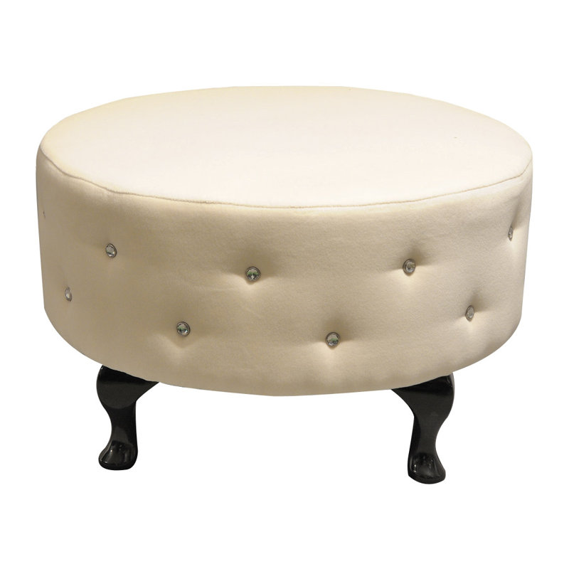 Gondola 60cm Wide Tufted Round Cocktail Ottoman, Cream