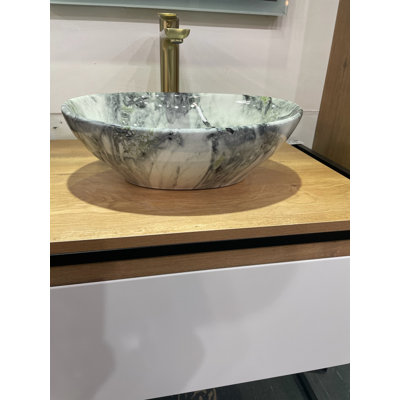 Espace Habitation GBI 18.1'' Grey Marble Porcelain Oval Bathroom Sink