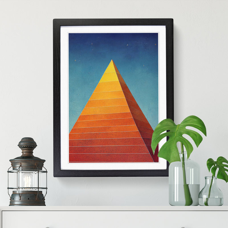 Modern Pyramid Art - Picture Frame Print, 64cm H x 46cm W x 2cm D, Oak
