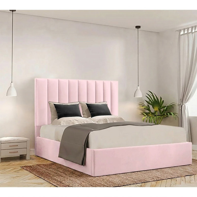 Besar Upholstered Ottoman Storage Bed, Single (3'), Pink