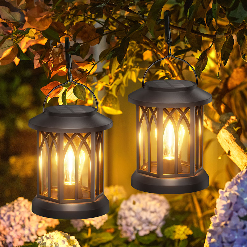 6.2" Solar Powered Integrated LED Outdoor Lantern, Black