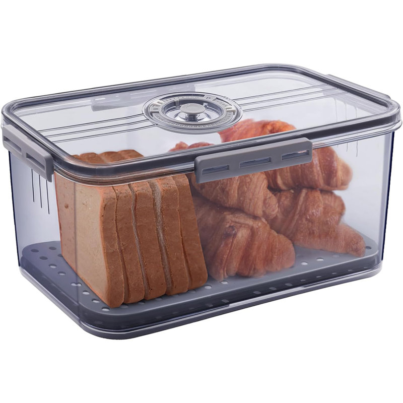 Large Gray Airtight Bread Storage Container with Time Recording Dial