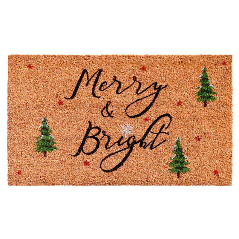 Paillasson 17 po x 29 po brun noir et vert Merry and Bright