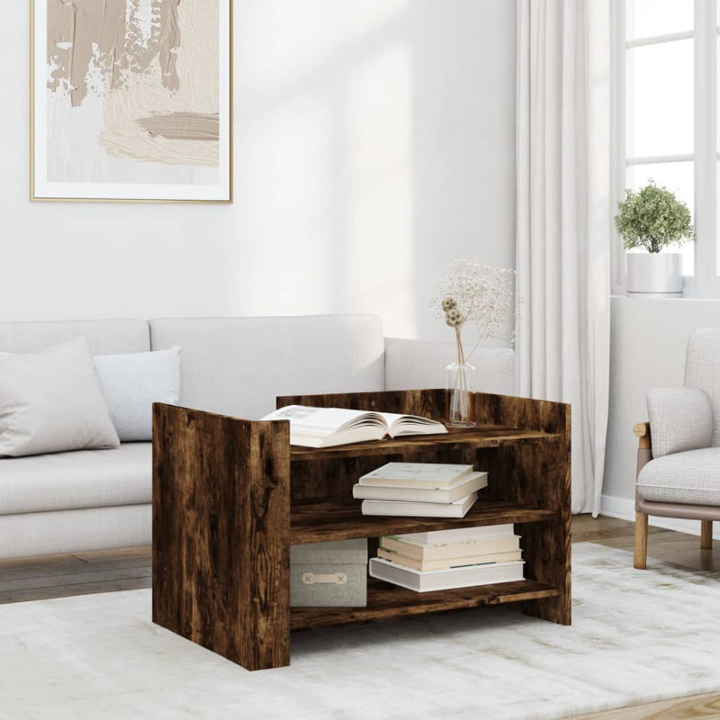 Arfath Coffee Table with Storage, 50cm H x 80cm L x 50cm W, Smoked Oak