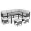 Ensemble de mobilier d'extérieur pour petit espace 7 pièces, ensemble de mobilier de jardin, coussin de siège imperméable, table en verre, peu encombrant, convient à la cour, à la terrasse ou au jardin, gris