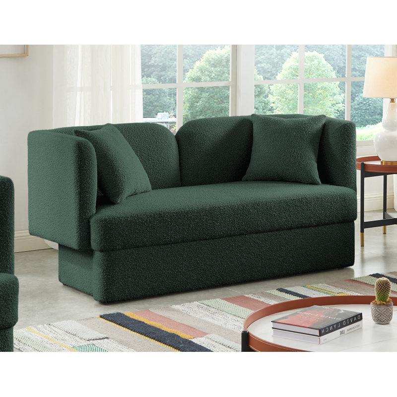 Causeuse en tissu Marcel Boucle, Tissu bouclé vert