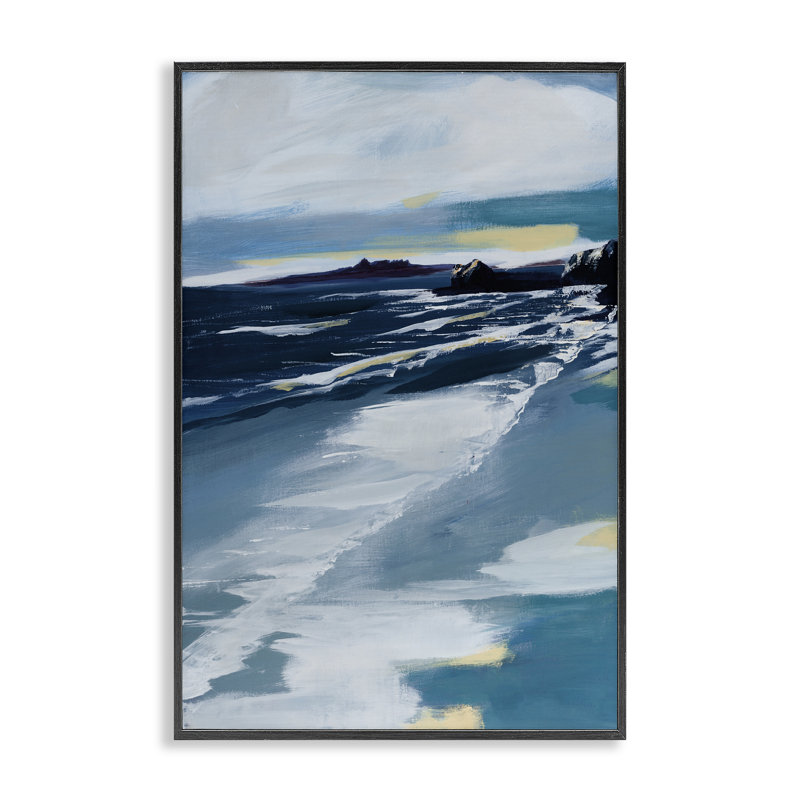 «Shoreline At Day Break», estampe numérique, design par A. Fitzsimmons, H 30 po x l 20 po, Giclée encadrée noir minuit