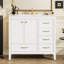 Meuble-lavabo 36 po avec lavabo en céramique, structure en pin massif, finition blanche, tiroirs, solution de rangement multiple pour 36 po en blanc, avec bois, conception lisse, 4 tiroirs