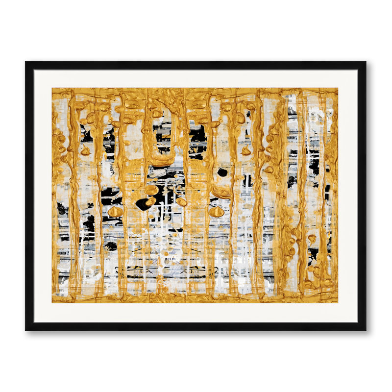 Or pur par Kari Souders - Peinture, Papier avec cadre noir, 24" H x 30" W