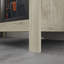 Oak-Finish Garage Work Bench With Mesh Cabinet Door And Adjustable Shelf