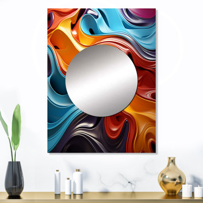 Multicolore Op Art Fluid Mirage - miroir mural unique, Art moderne, imprimé