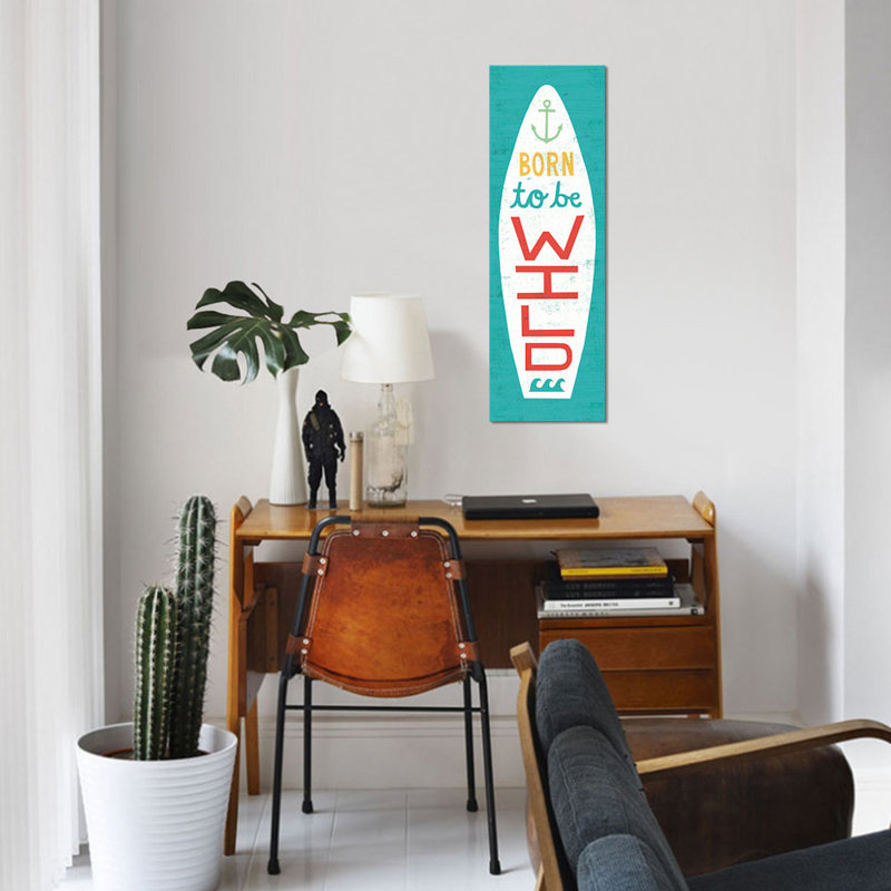 «Beach Bums Surfboard Series: Quote I», art textuel sur toile, H 72 po x l 24 po x P 1,5 po, Toile tendue