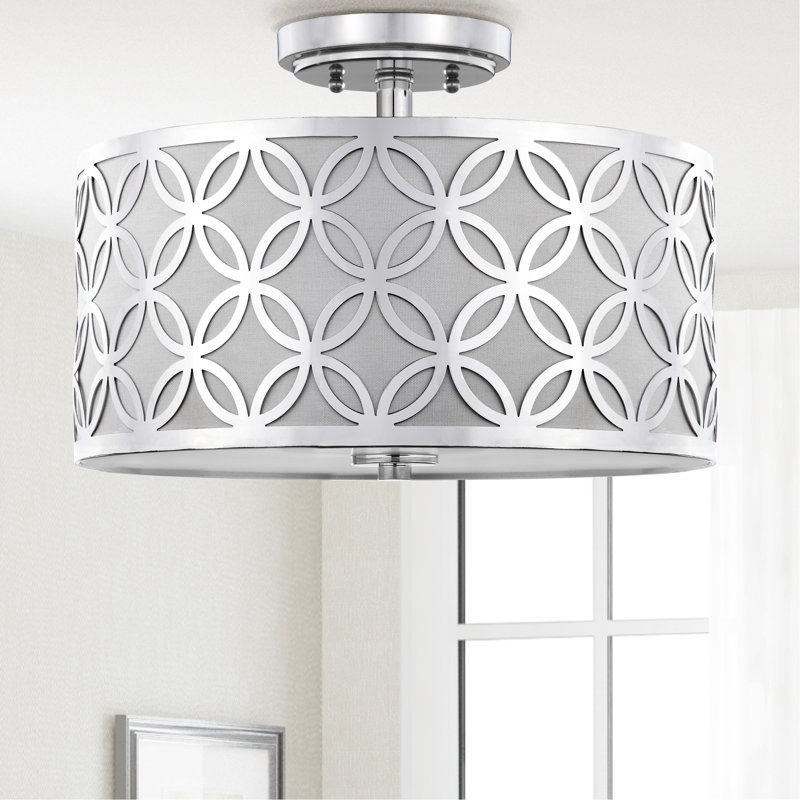 Ruthann Fabric Semi Flush Mount, Silver, 40W