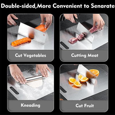 Planche à découper en titane - paquet de 2 planches à découper en titane pour la cuisine, tapis de coupe en titane double face (9,25 po x 12,99 po)