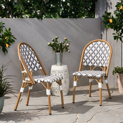 Chaises d'extérieur en PE, structure en aluminium, style français, gris et blanc, utilisation durable et aluminium