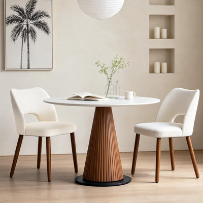 Ensemble 2 pièces de chaises de salle à manger contemporaines, chaises d'appoint rembourrées en lin sans dossier avec pieds en bois et patins antidérapants