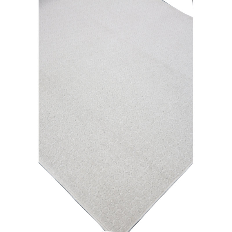 Tapis ivoire à motif géométrique, Tapis de couloir de 5 pi x 10 pi