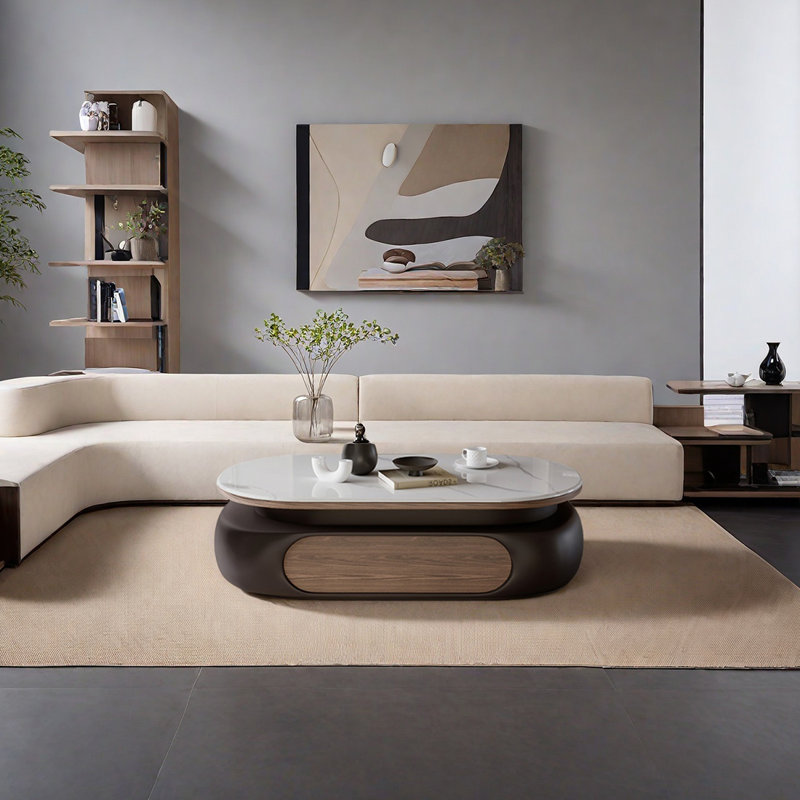 Table basse moderne en pierre micro-cristalline, Noir