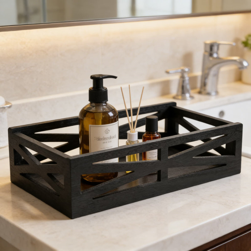 Farmhouse Wooden Toilet Tank Organizer Box, Rustic Bathroom Storage Holder For Toilet Paper And Essentials, Solid Wood Decorative Box For Living Room, Kitchen, And Countertop
