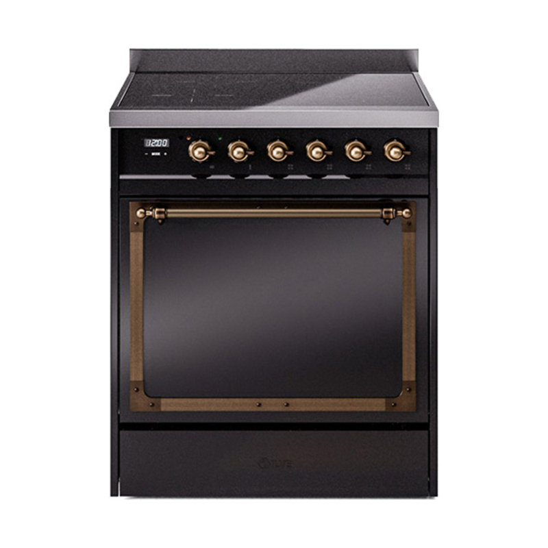 ILVE Nostalgie II Noblesse 30 in Induction Range, Glossy Black/Bronze