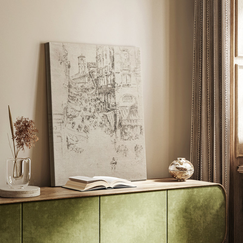 Croquis rétro Lxxxv - galerie avec cavas, H 48 po x l 32 po