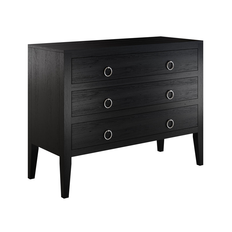 Cheriton Solid Wood 110cm W 3 - Drawer Chest of Drawers, Black