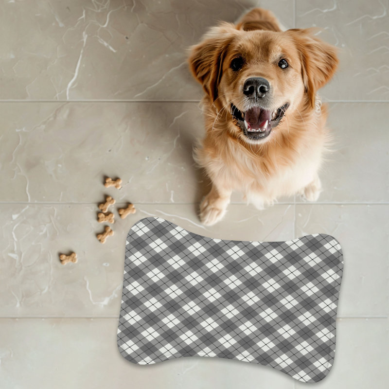 Midnight Checks - 1 Piece Bone Shape Feeding Mat