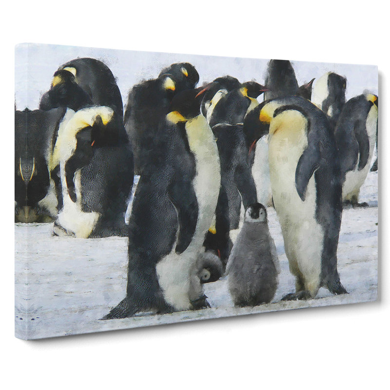 Emperor Penguins Painting - Wrapped Canvas, 35cm H x 50cm W x 3cm D