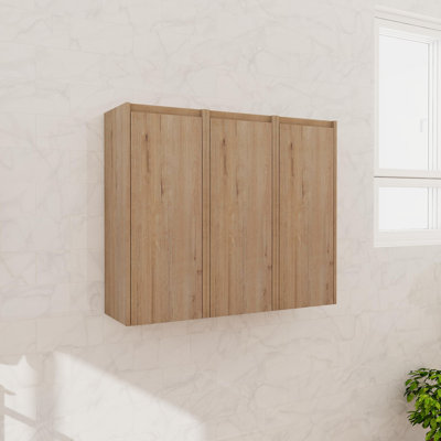 36" Wall Mounted Bathroom Side Cabinet With 3 Soft Close Doors