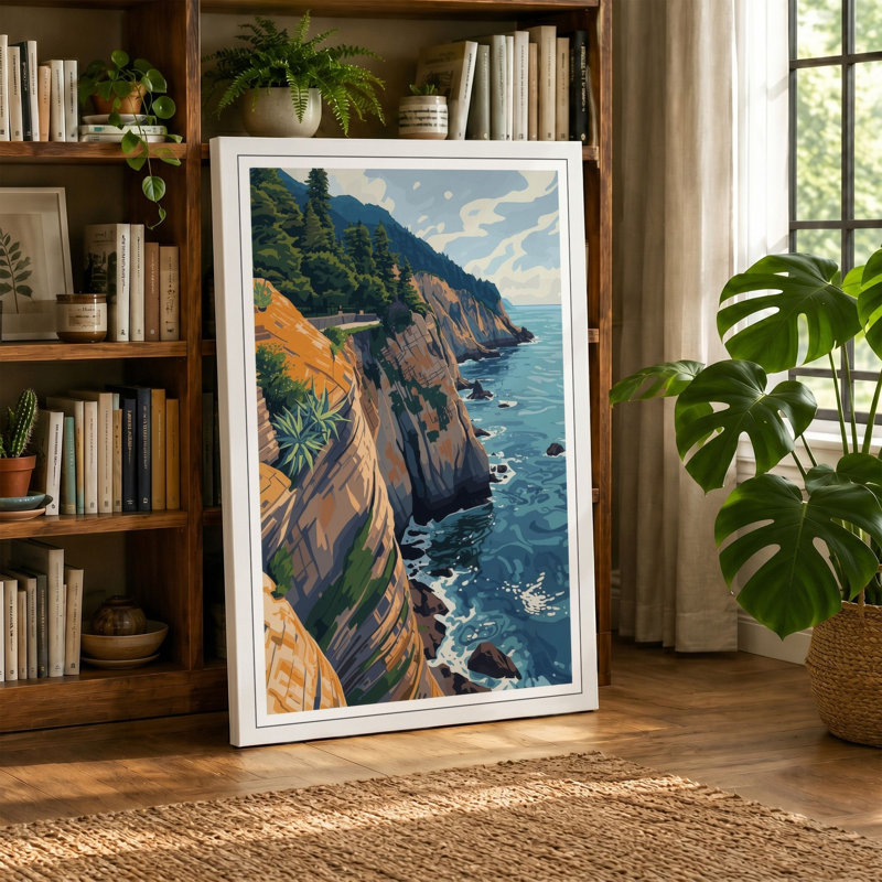 Cliffs at the Edge Coastal - Wrapped Canvas, 18x12 - 45.7 x 30.5 cm, Black Border