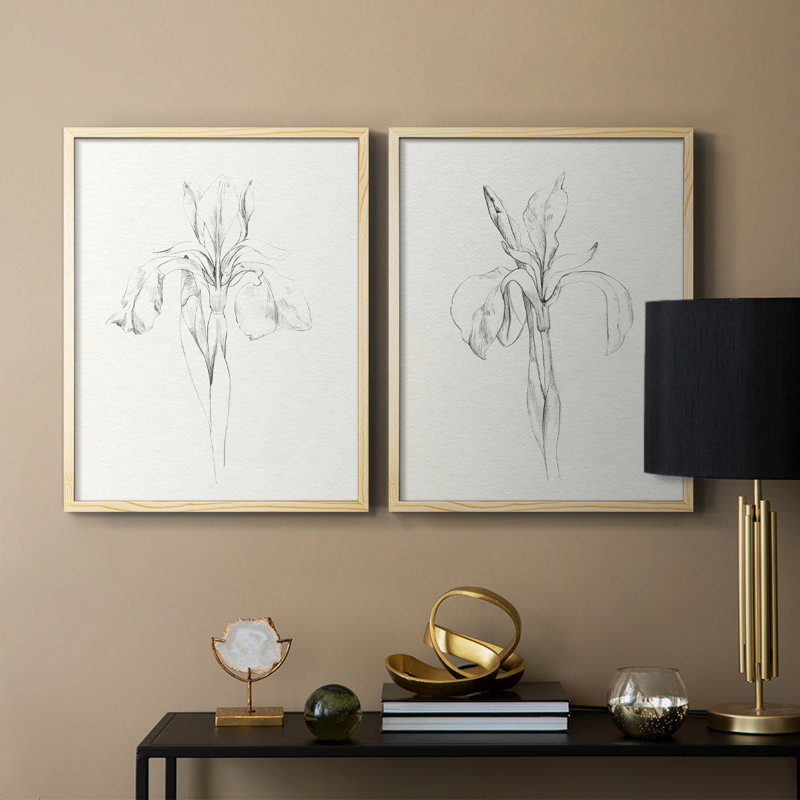«I Neutral Iris S croquis», reproduction encadrée de qualité supérieure - prêt à être accroché - aucun clou requis - aucun clou requis