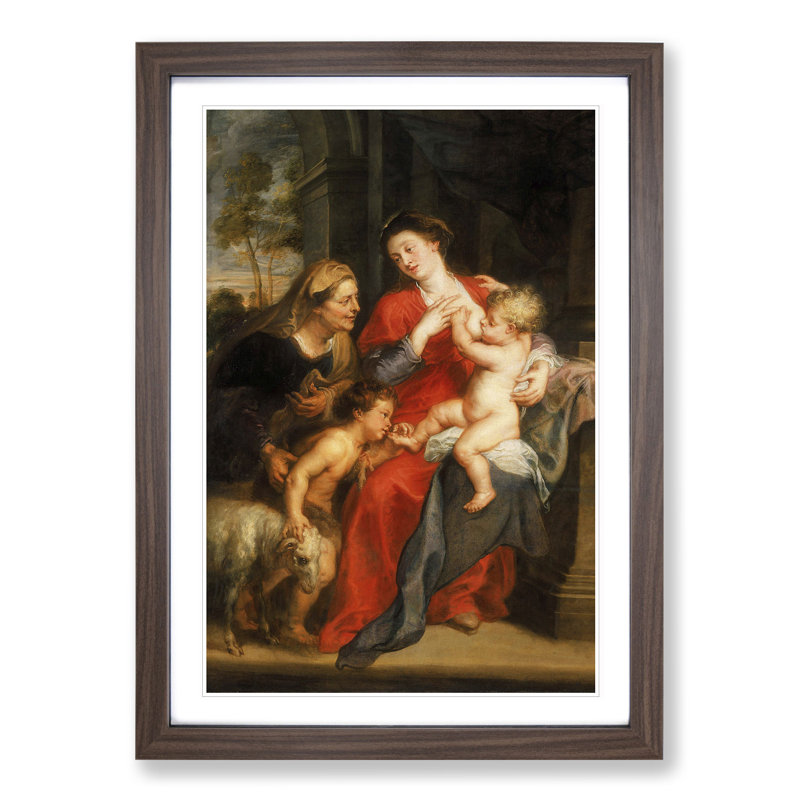 The Virgin and Child by Peter Paul Rubens - Picture Frame Painting, Walnut Framed, 48cm H x 36cm W x 2cm D