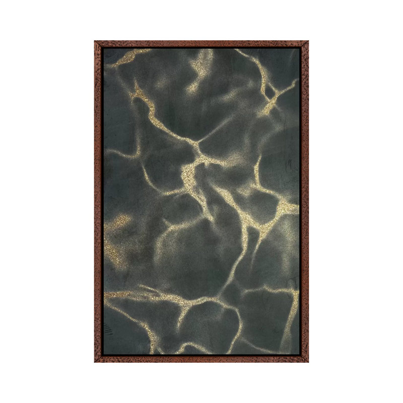 Golden Fluidity I 1 Piece Painting on Canvas, 101.6cm H x 66.04cm W x 3.81cm D, Classic Brown Wood Framed