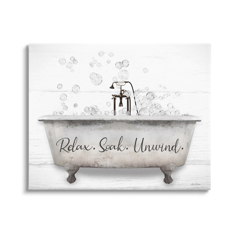 Relax Soak Unwind Bathtub Bubbles Canvas Wall Art