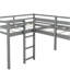 Lit mezzanine simple en L avec échelle et toboggan, gris
