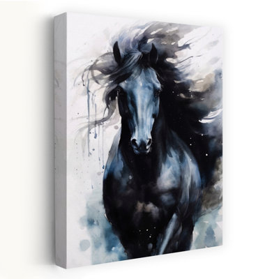 «Powerful Black Horse Contemporary», reproduction d'art murale