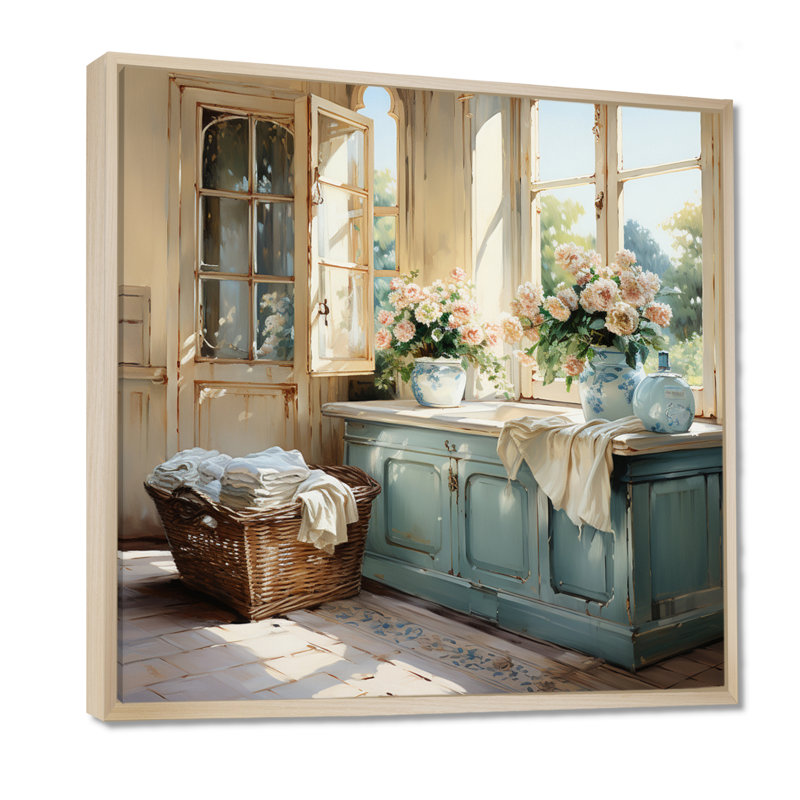 Laundry Room French Vintage I - Laundry Wall Art, H 24 po x l 24 po, Reproduction avec cadre flottant, Érable