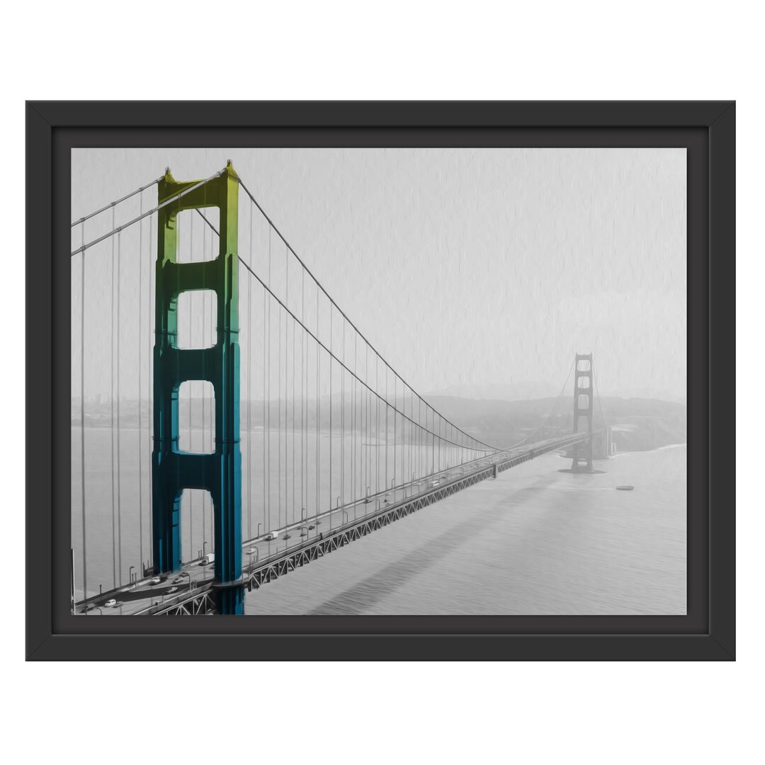 Gerahmtes Wandbild Golden Gate Bridge Regenbogen